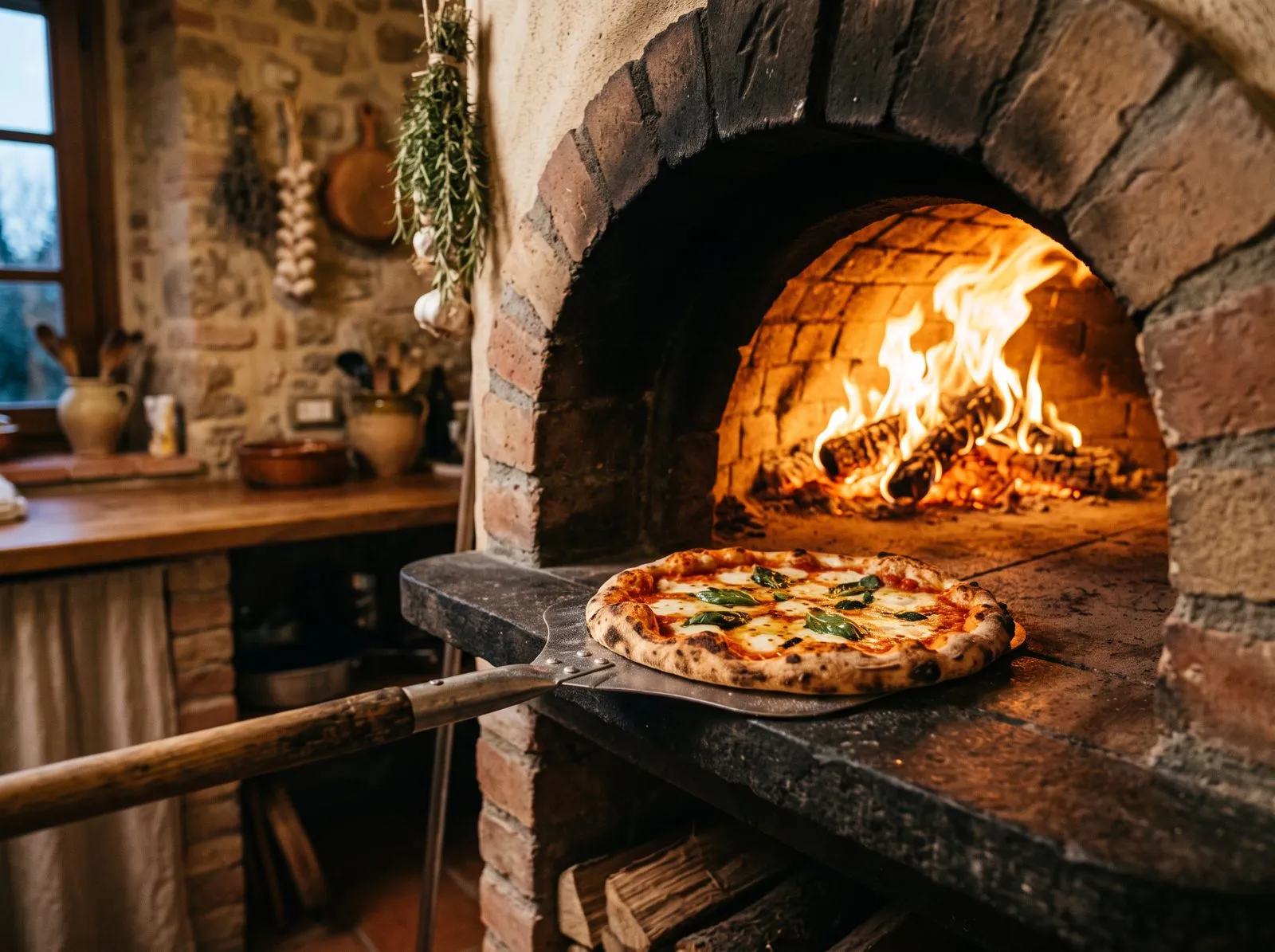 Pizza im Holzofen